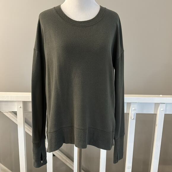Athleta Coaster Luxe Pullover Sweatshirt Oversized Size XS Color: Olive Green - Picture 1 of 11